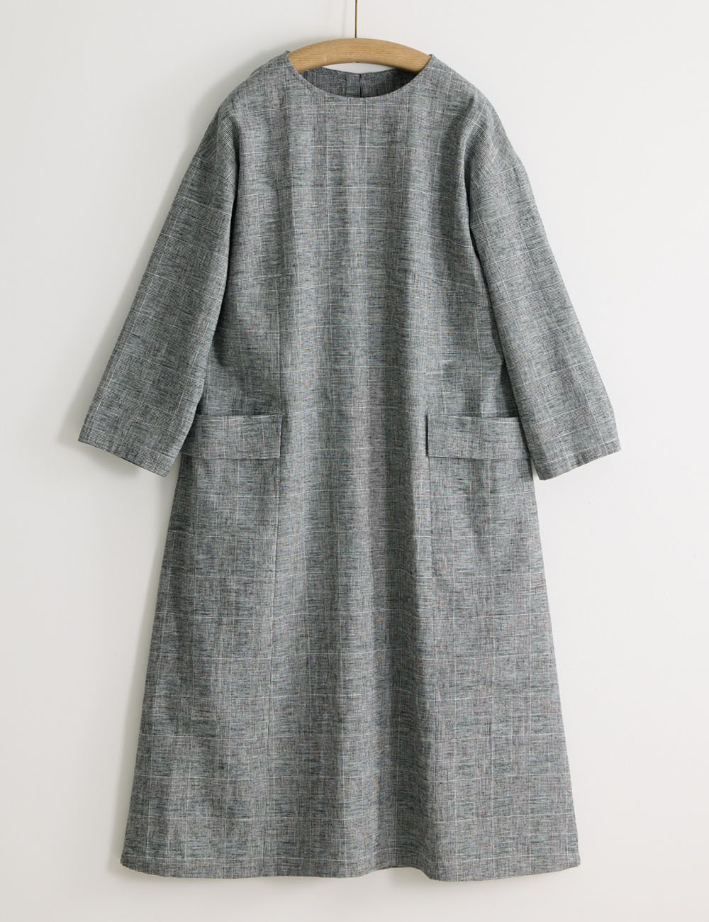 綿麻チェック ワンピース宿木（やどりぎ）
