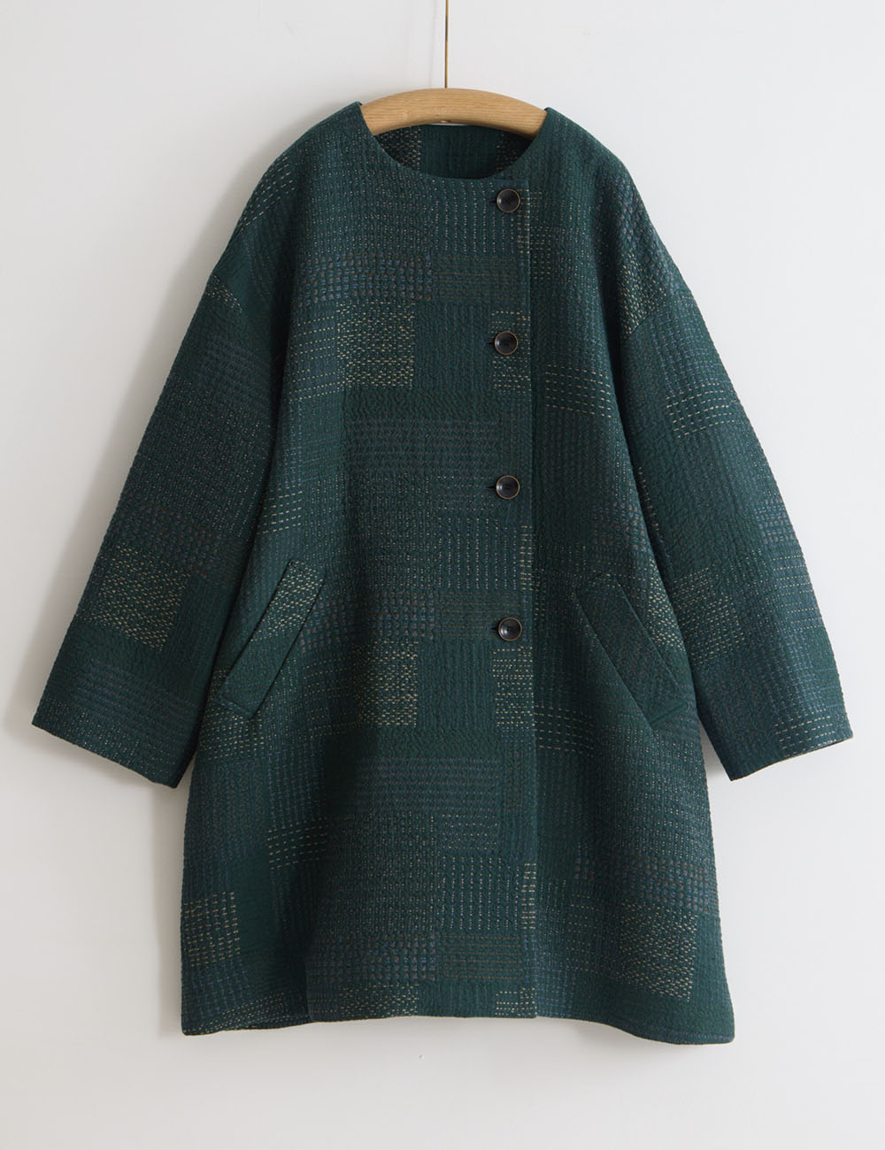 刺子パッチワークジャガード　コート吉祥草　（きちじょうそう）