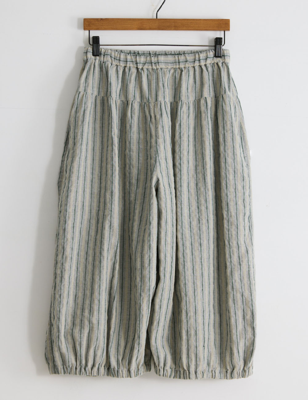 綿麻ドビーストライプ　パンツ林檎（りんご）