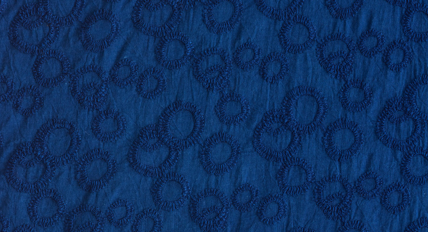 藍染青い花刺繍