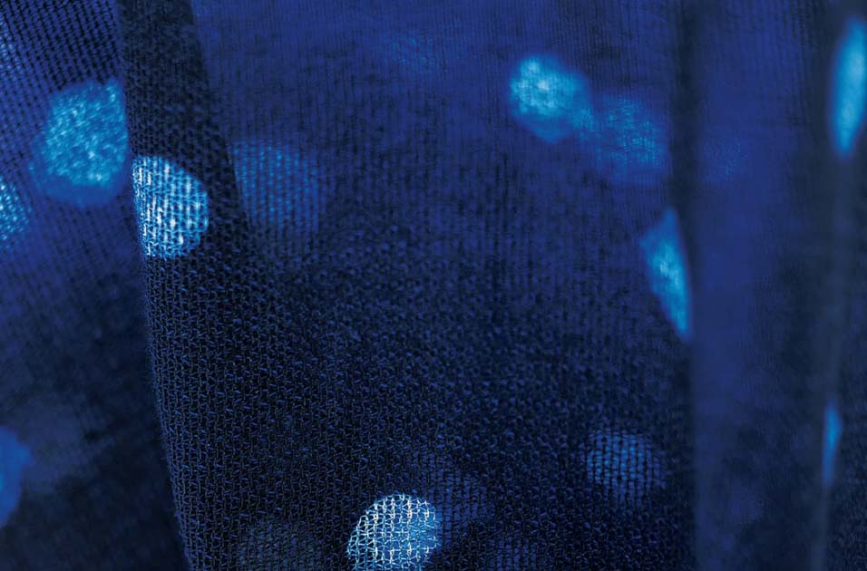 備後のインディゴからみ織