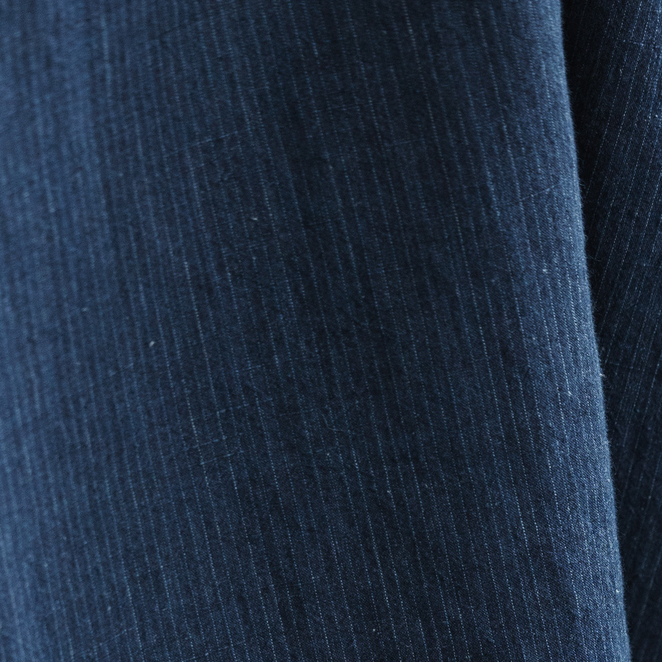 藍染濃紺綿麻縞