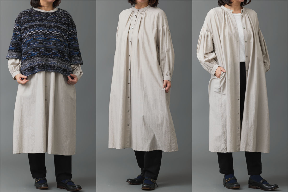 季節の変わり目に、羽織って使えるワンピース。