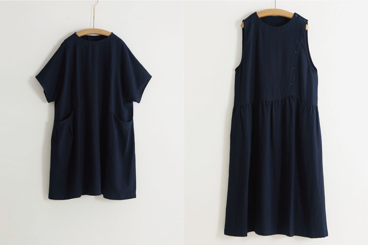 やわらかデニムのチュニックとジャンスカ