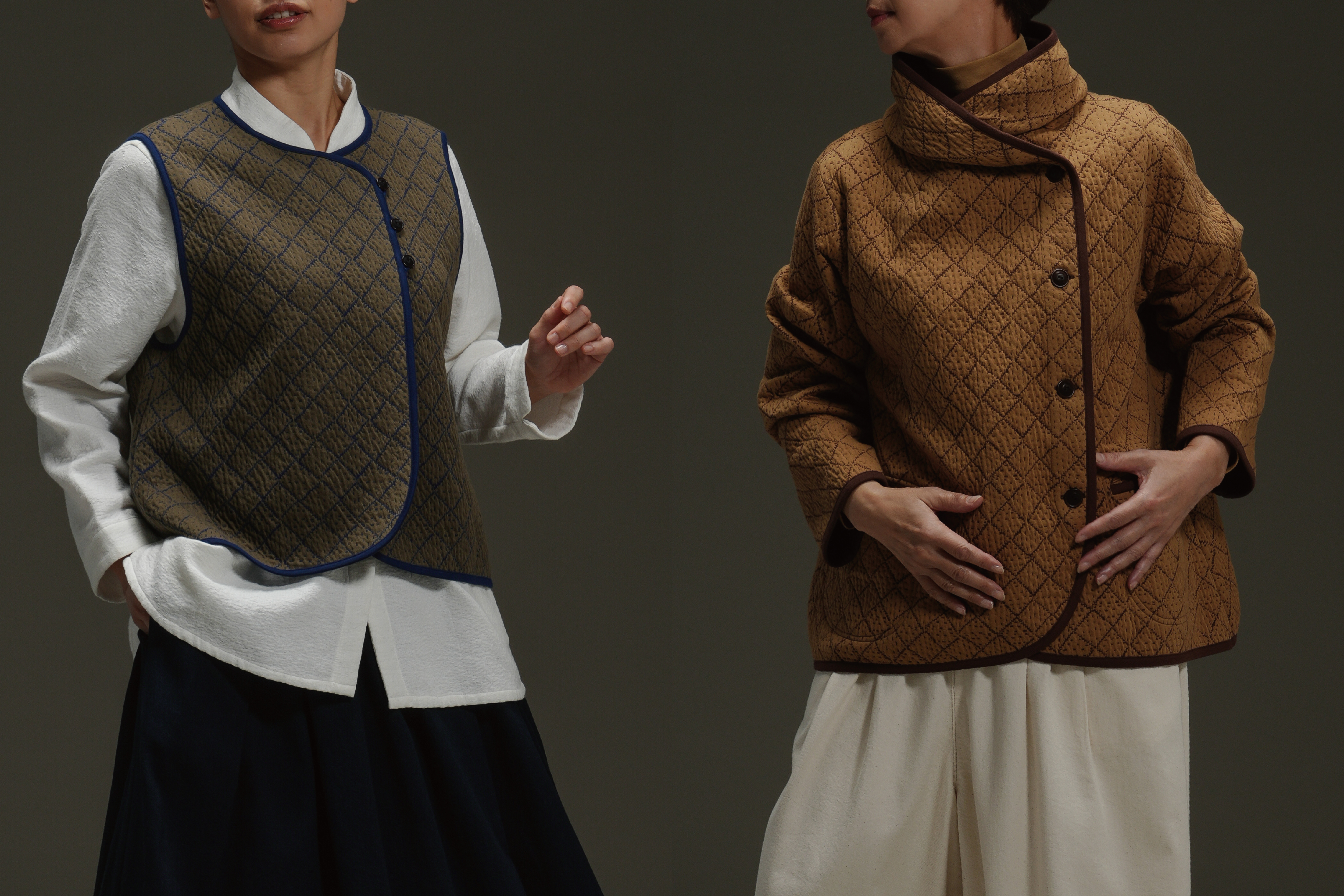   毎日着たくなる手洗いOKのアウター_こぎん刺子キルトジャガード