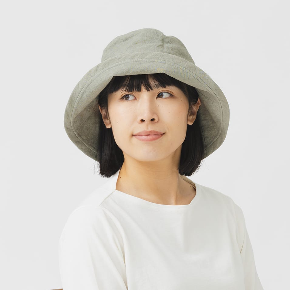 リネンつば広ハット