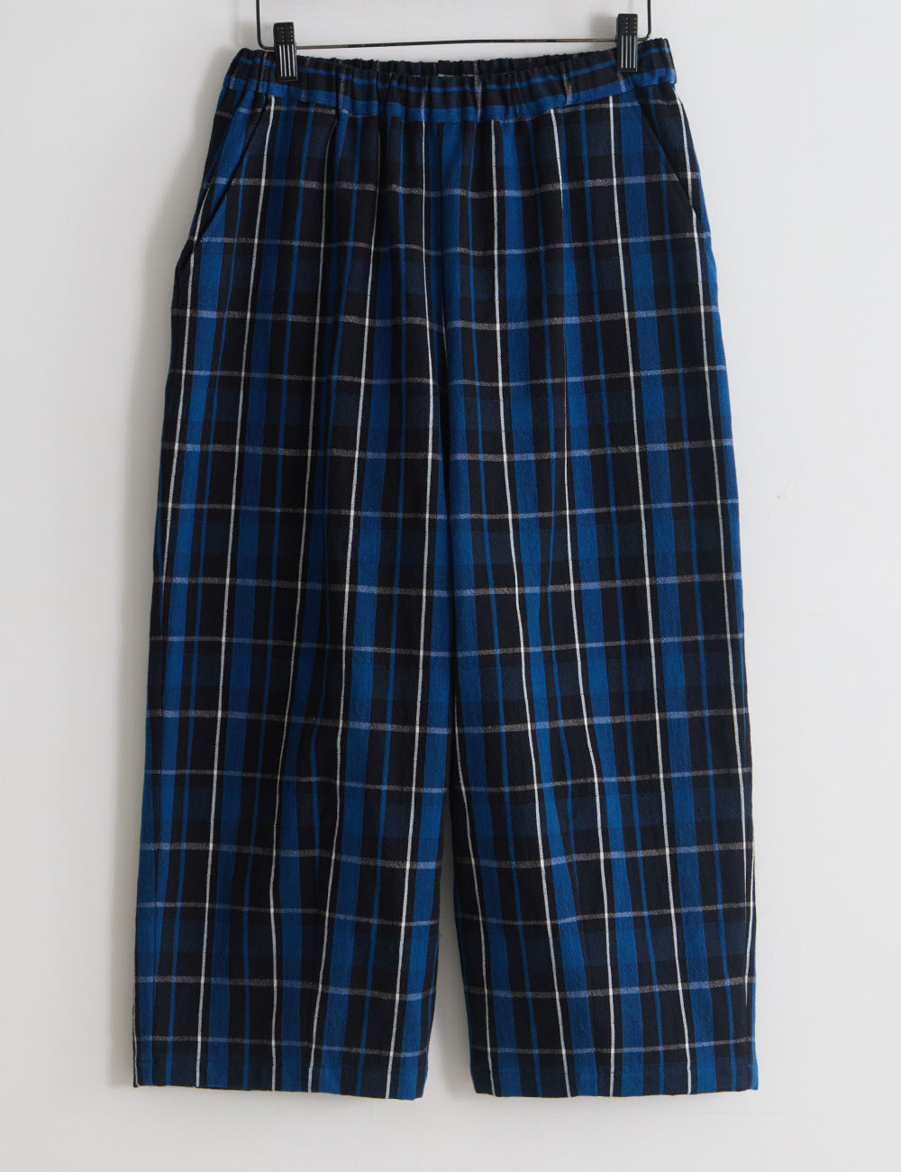 藍染チェック　パンツ一葉萩（ひとつばはぎ）