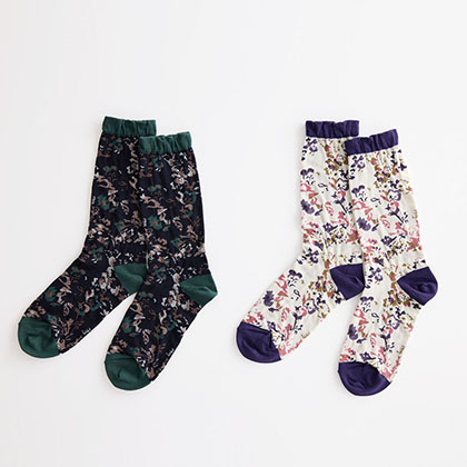 奥靴下　花便り柄