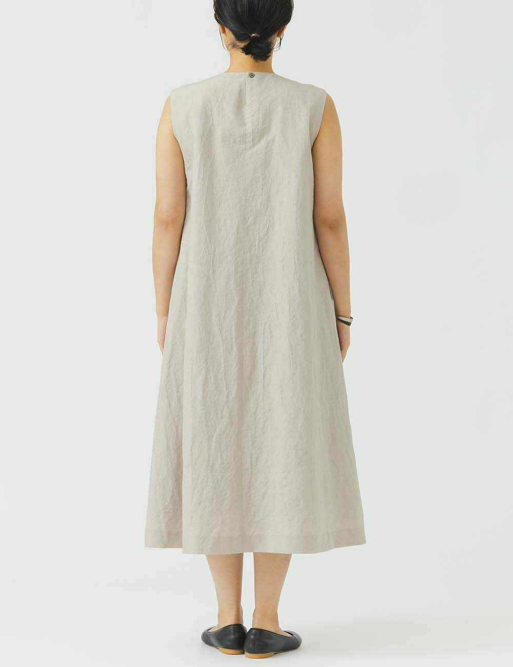 群言堂　登美　ワンピース　マンガン絣ワンピース 綿麻シルクシャンブレーワンピース黄釣舟（きつりふね） | 石見銀山 群