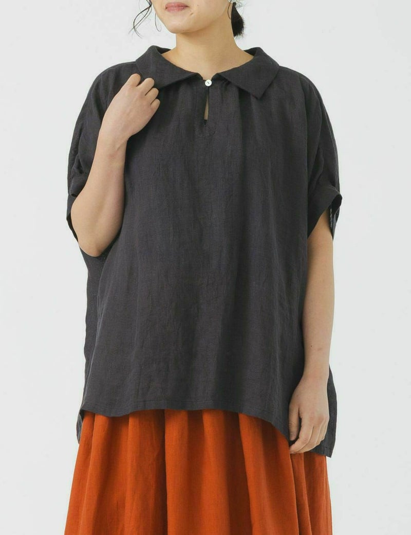 麻ガーゼ　プルオーバー瑠璃玉薊（るりたまあざみ）