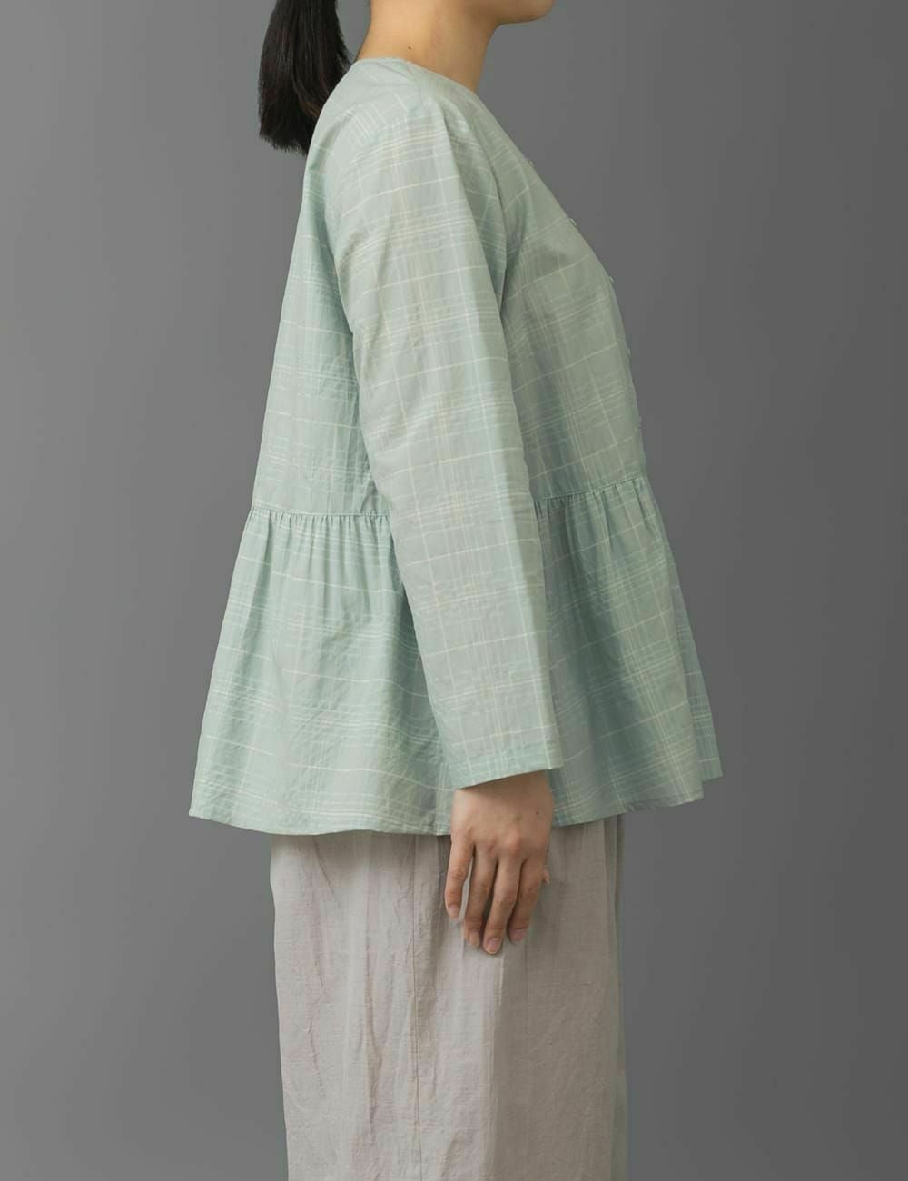 綿シルク透かしチェック ブラウス姫白根（ひめしろね） | 石見銀山 群