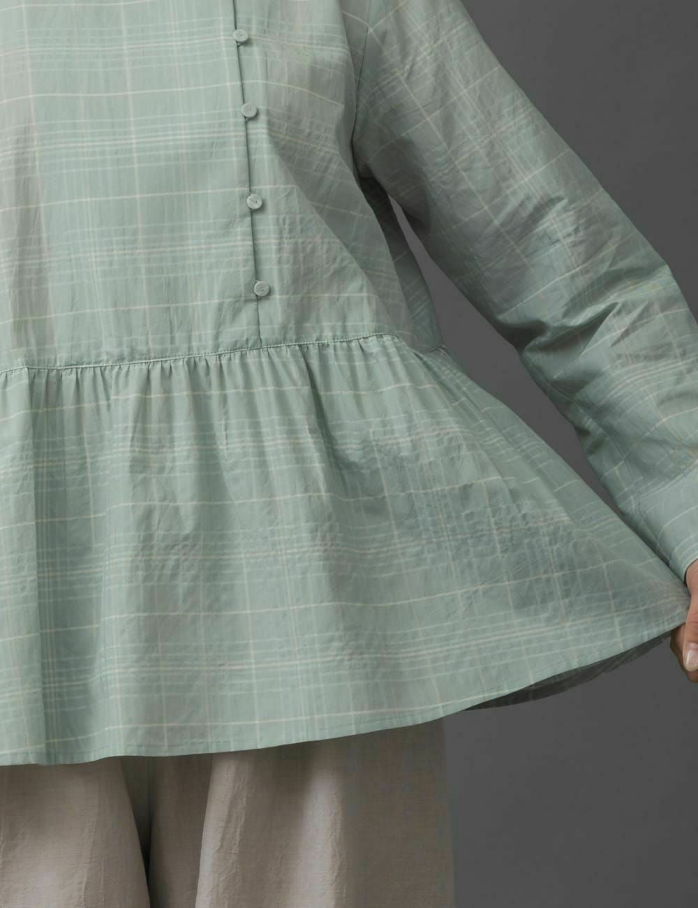 綿シルク透かしチェック ブラウス姫白根（ひめしろね） | 石見銀山 群