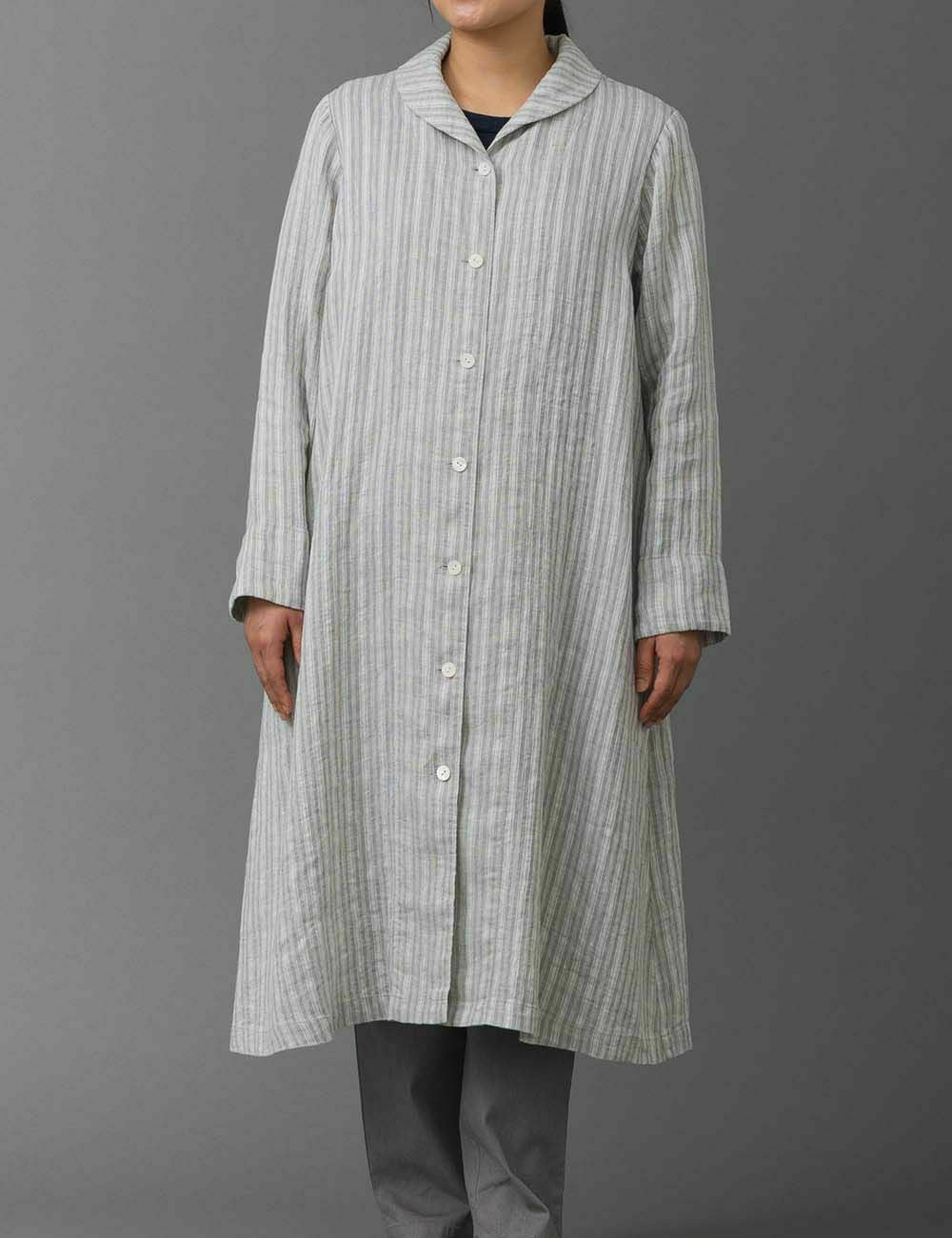 リネンドビーストライプ　ジャケット袋撫子（ふくろなでしこ）