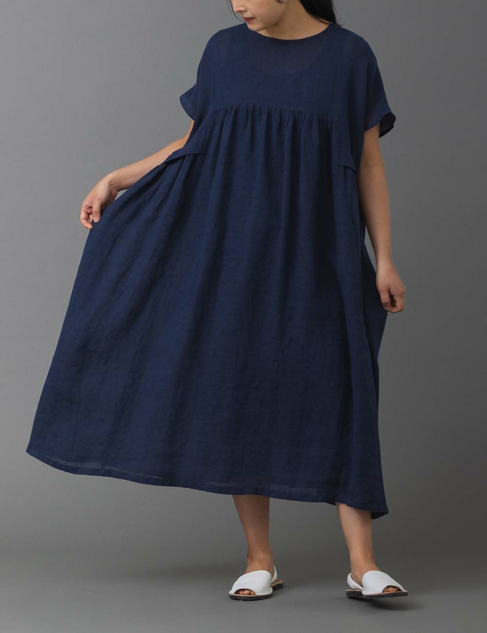 麻ガーゼワンピース風信子（ひやしんす） | 石見銀山 群言堂オンライン