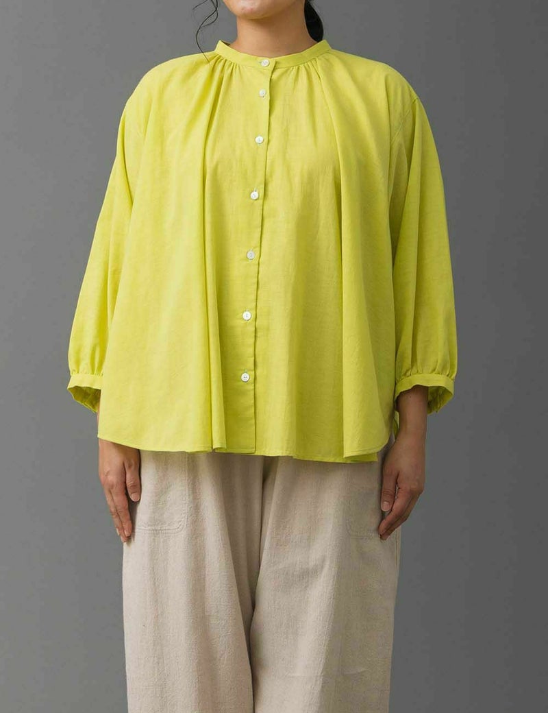 綿麻ボイルローン　ブラウス黄連（おうれん）