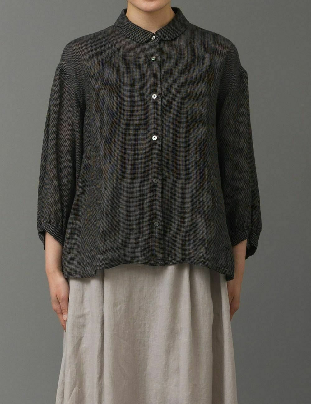 リネンパナマ織チェックブラウス母子草（ははこぐさ） | 石見銀山 群言