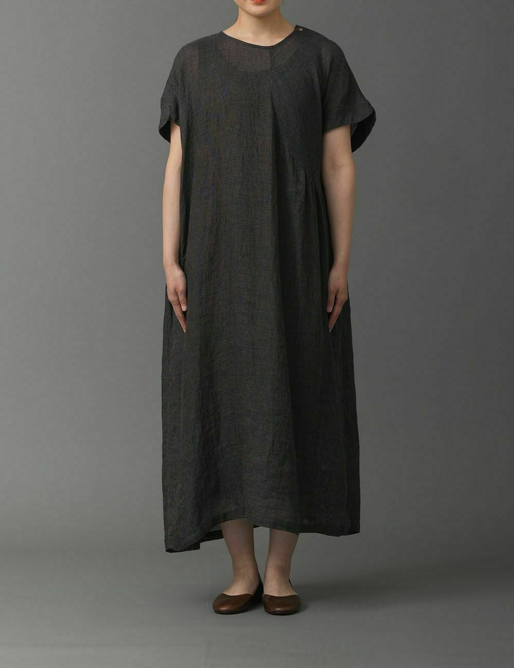 リネンパナマ織チェックワンピース夏水仙（なつずいせん） | 石見銀山