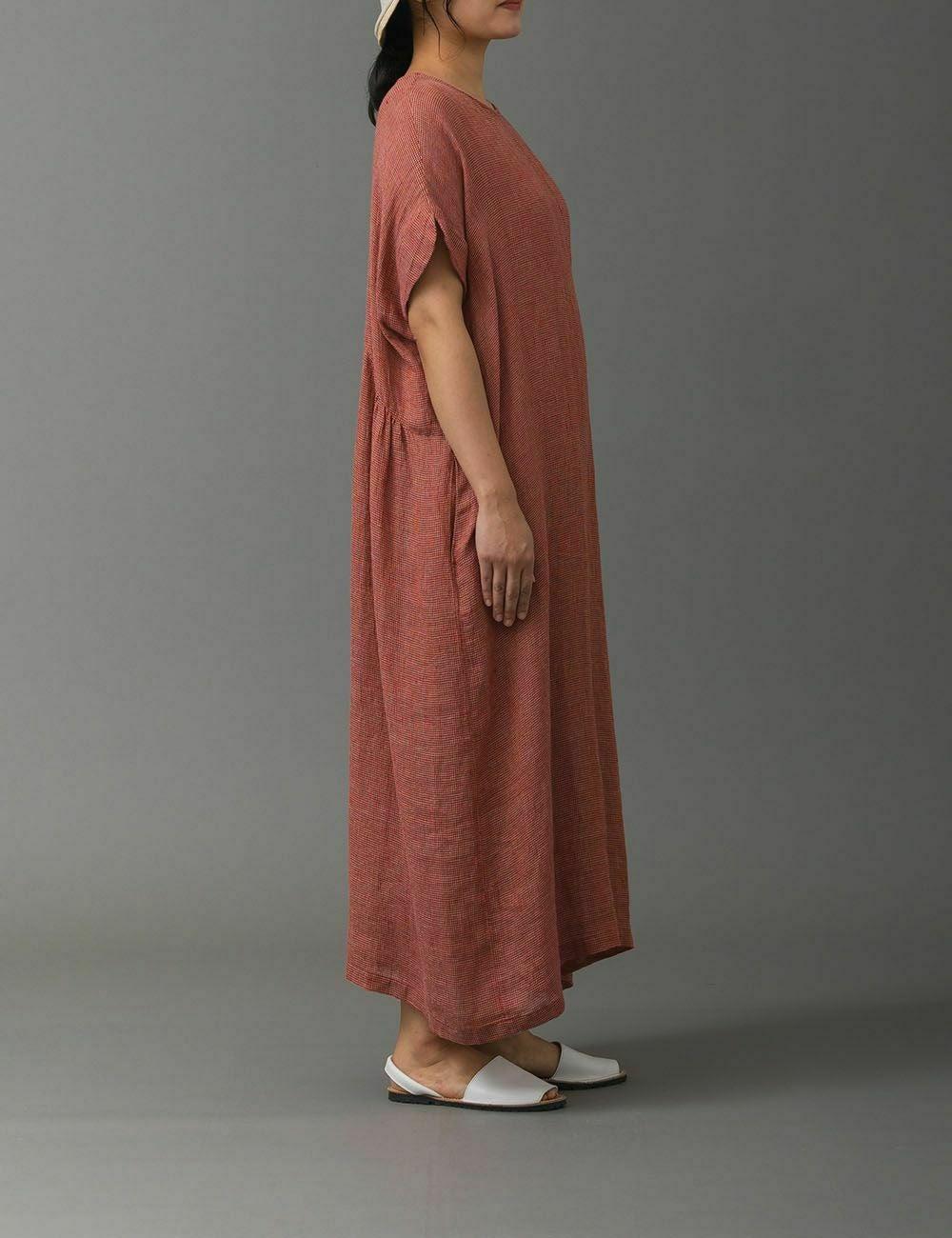 リネンパナマ織チェックワンピース夏水仙（なつずいせん） | 石見銀山