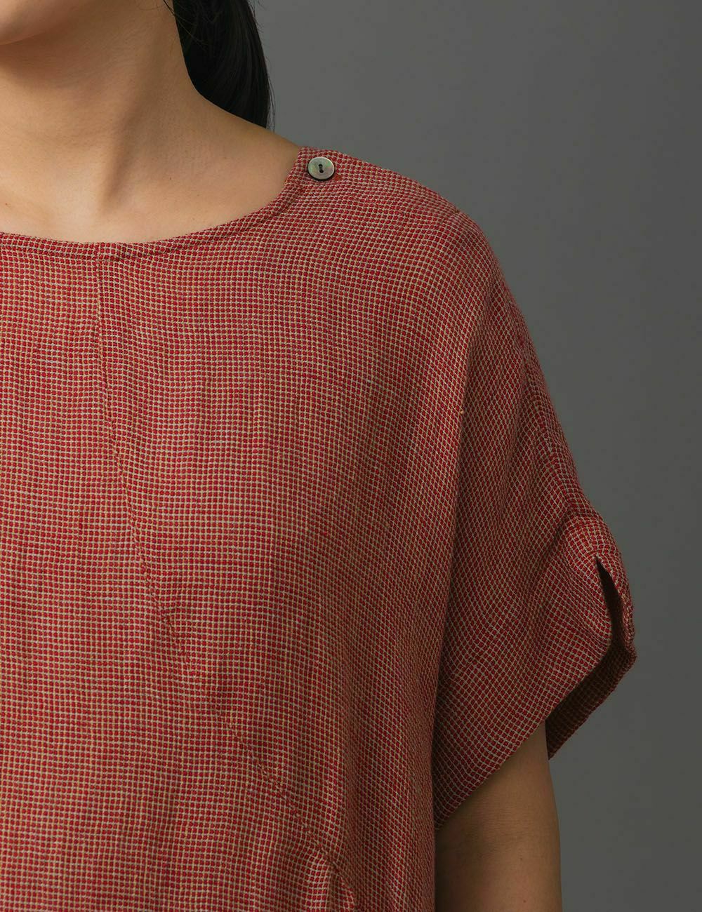 リネンパナマ織チェックワンピース夏水仙（なつずいせん） | 石見銀山