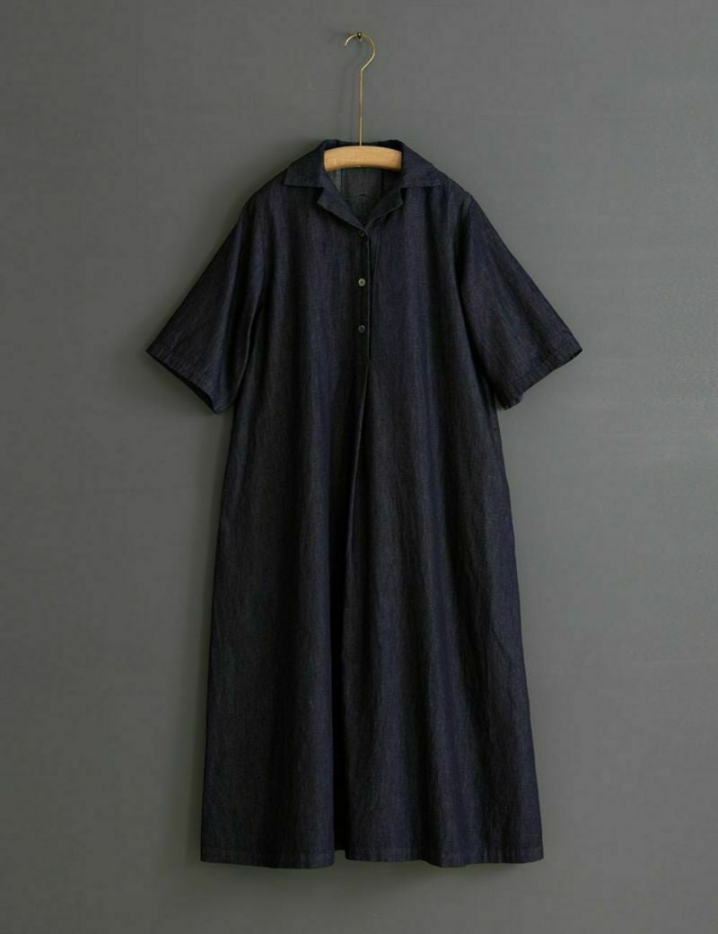 ムラ糸ライトデニムワンピース九輪草（くりんそう） | 石見銀山 群言堂