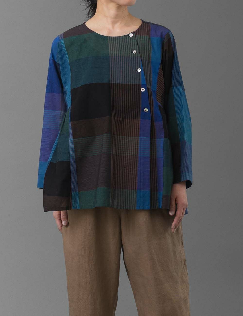 多彩チェック　ブラウス一花風露（いちげふうろ）