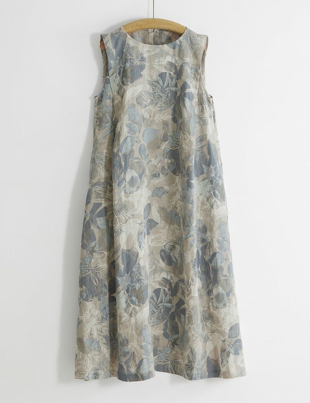 リネン夏の葉プリントワンピース玉心花（ぎょくしんか） | 石見銀山 群