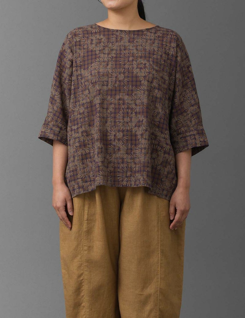 楊柳野菊プリントプルオーバー兎菊（うさぎぎく）