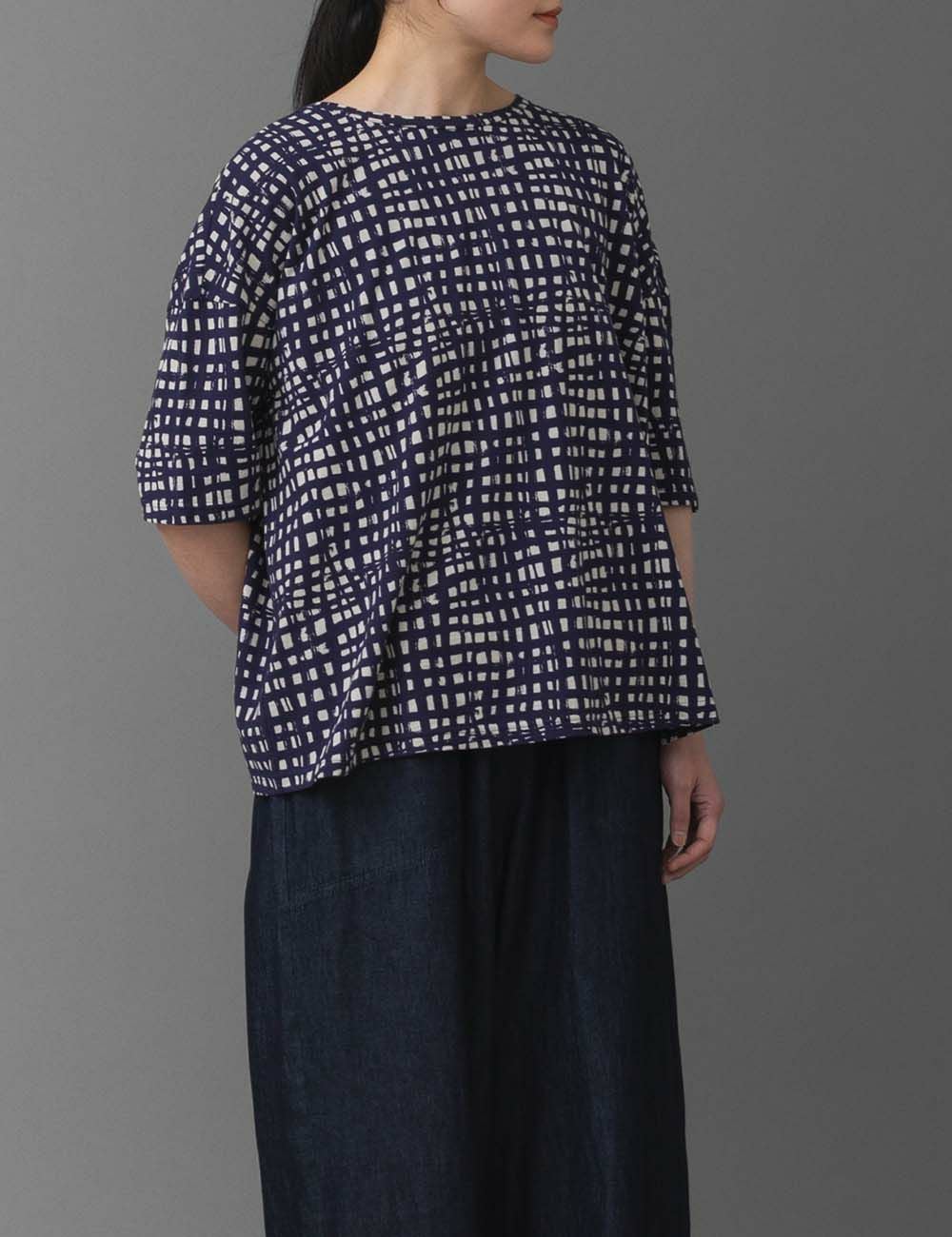 綿SZ天竺格子柄プルオーバー翌檜（あすなろ）