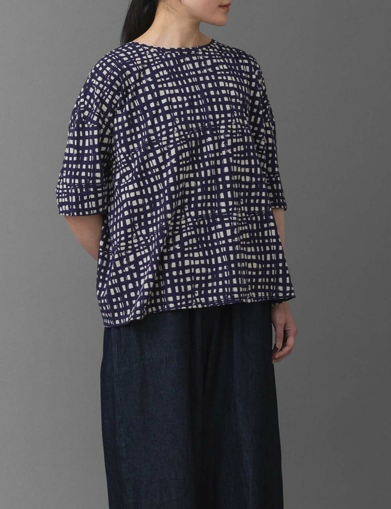 綿SZ天竺格子柄プルオーバー翌檜（あすなろ）