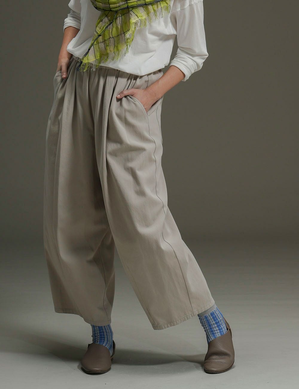 綿ボイルツイルパンツ鴎草（かもめそう）