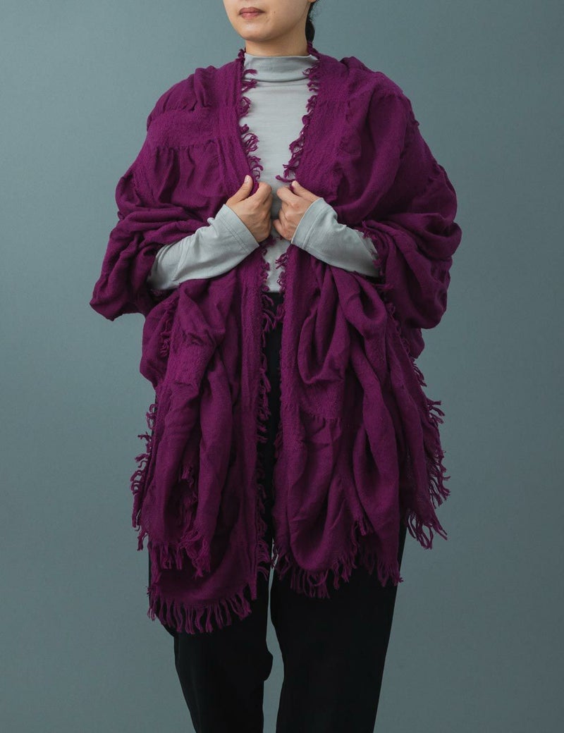 ウール縮絨格子ストール