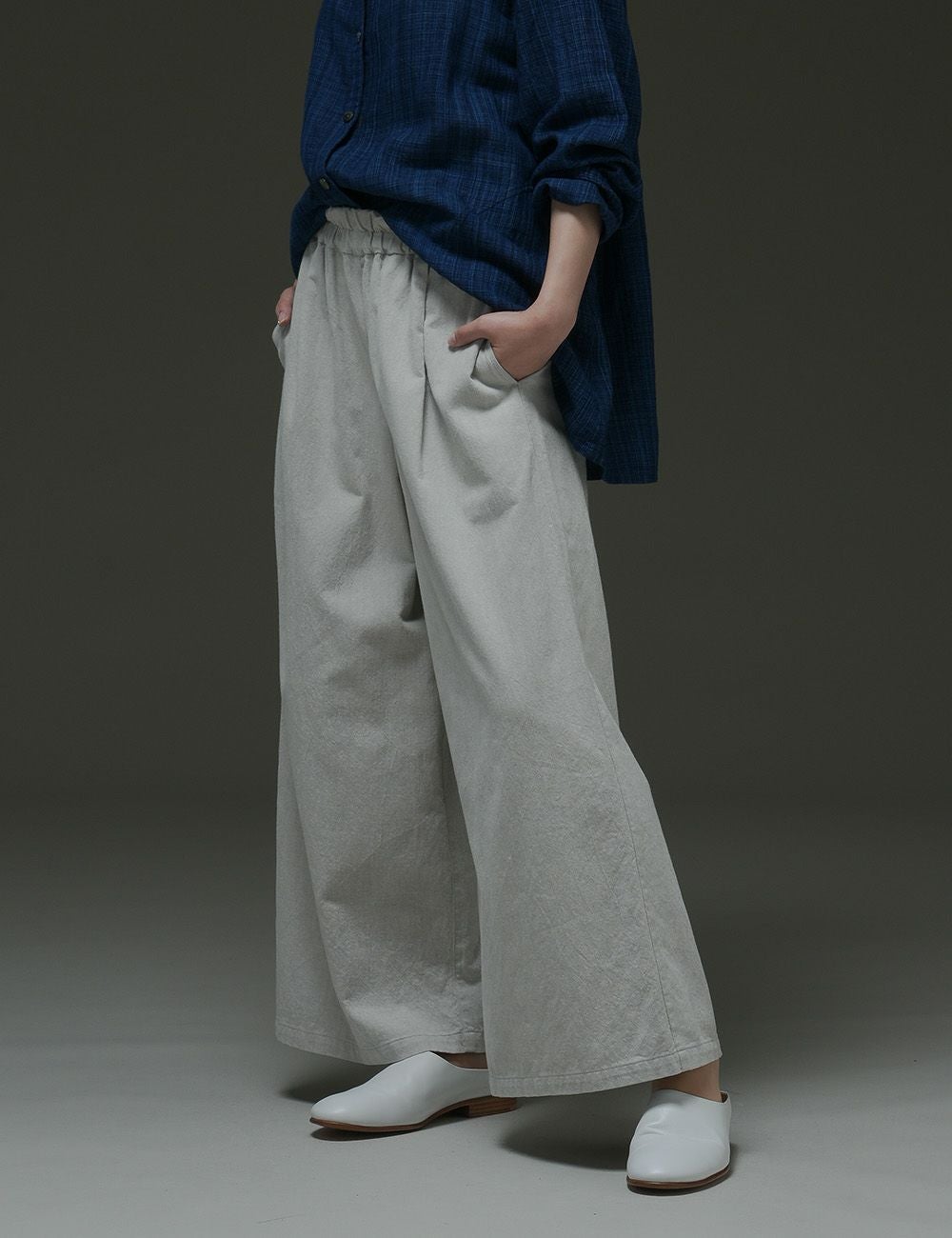 綿麻ソフトカルゼパンツ山蕗（やまぶき）