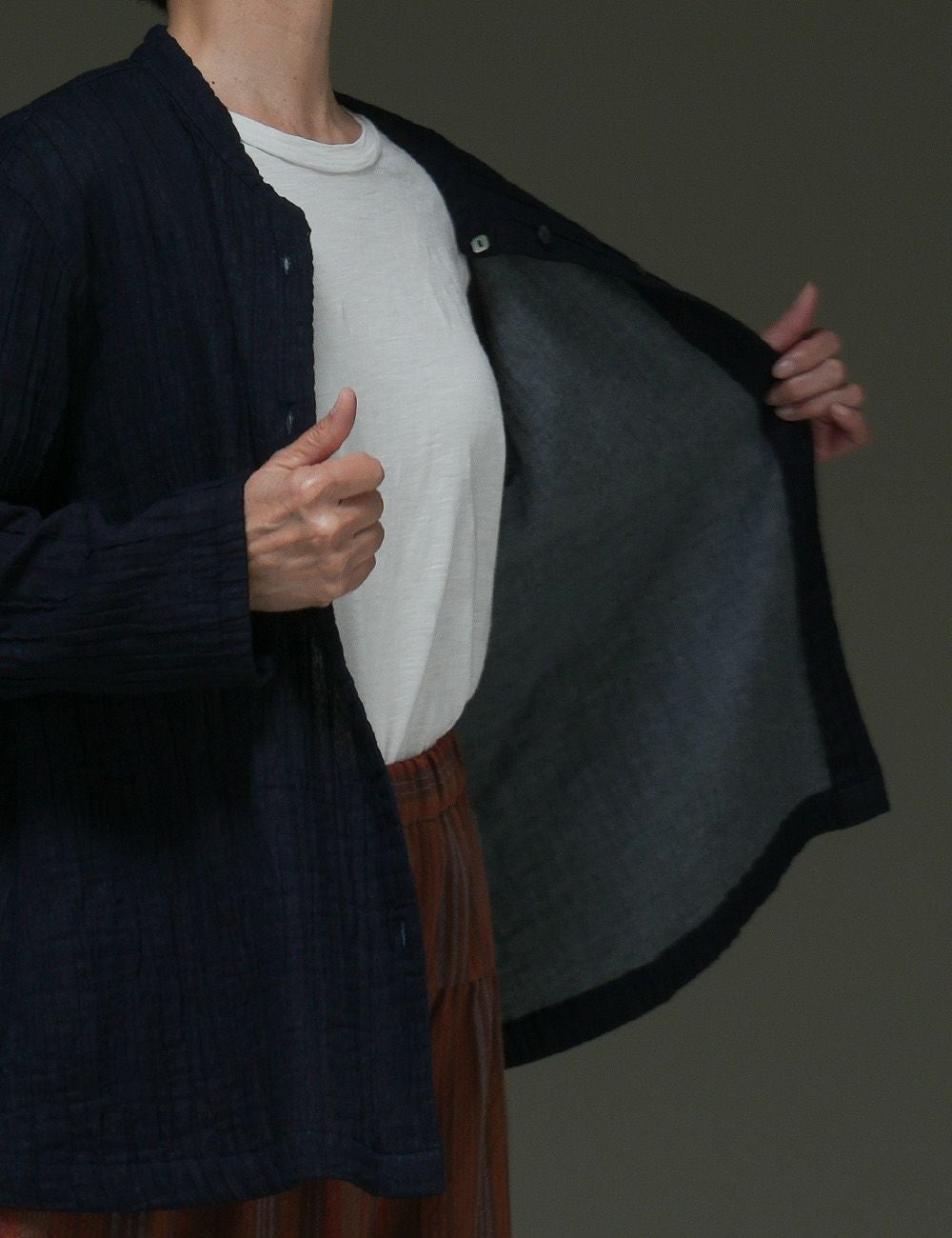 インディゴタック二重織ブラウス蓮華升麻（れんげしょうま） | 石見