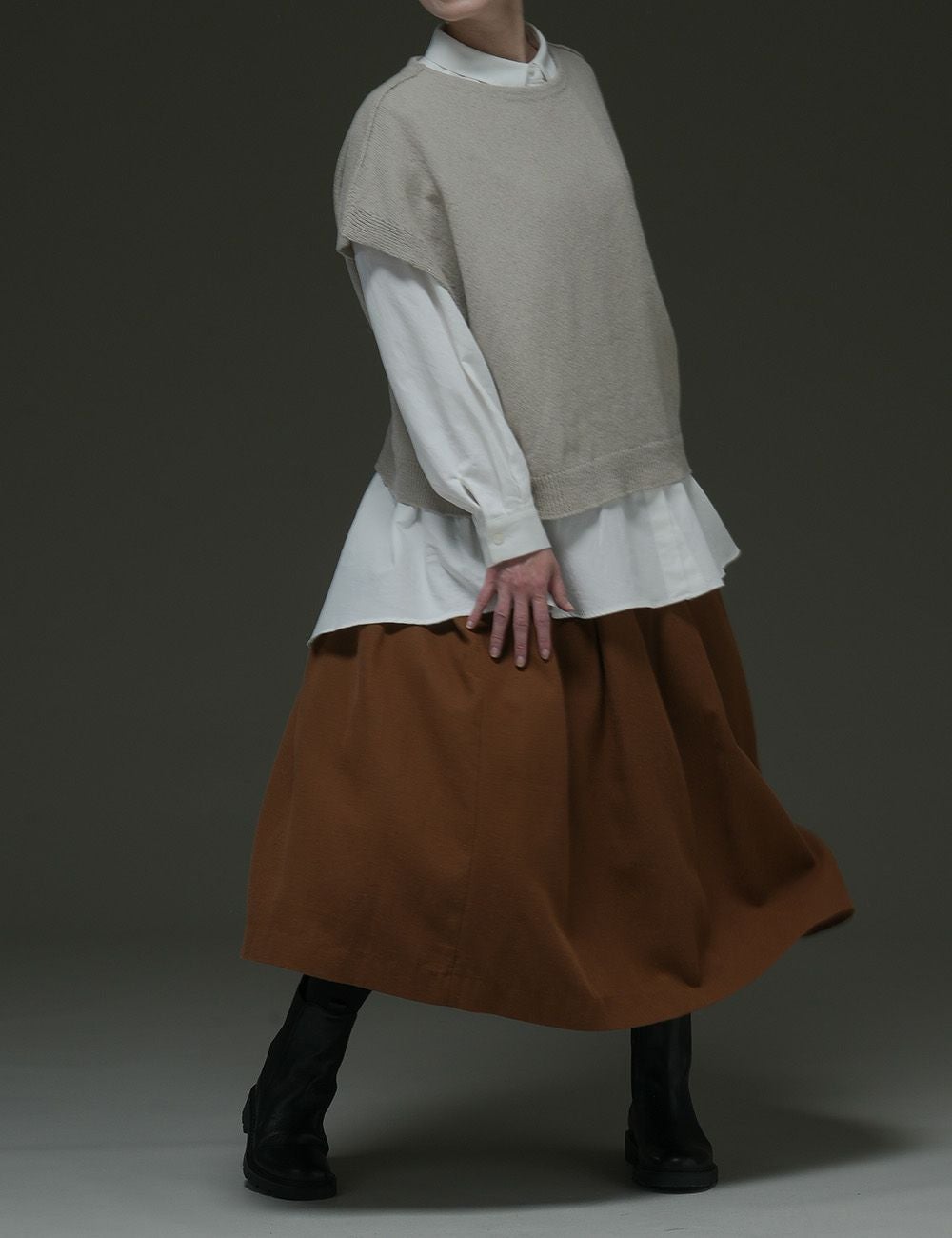 バイカラー二重織スカート菩提樹（ぼだいじゅ） | 石見銀山 群言堂