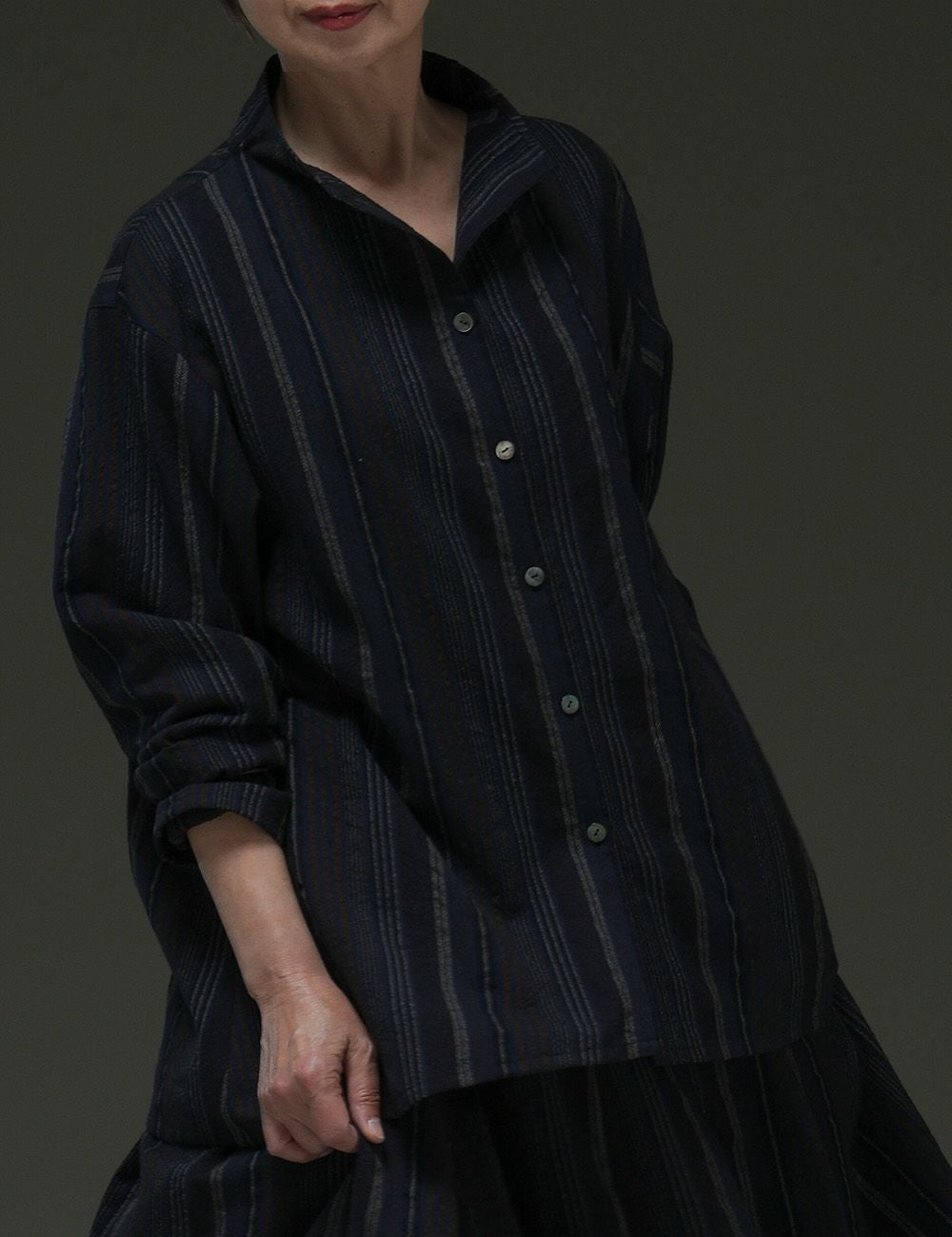 綿ウール縞ブラウス吾亦紅（われもこう） | 石見銀山 群言堂オンライン