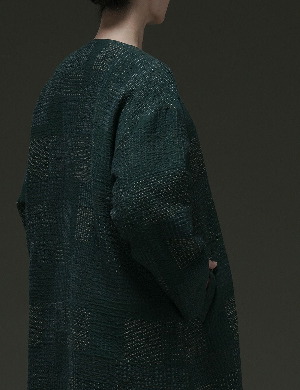 風呂敷包付き】刺子パッチワークジャガードコート吉祥草（きちじょう