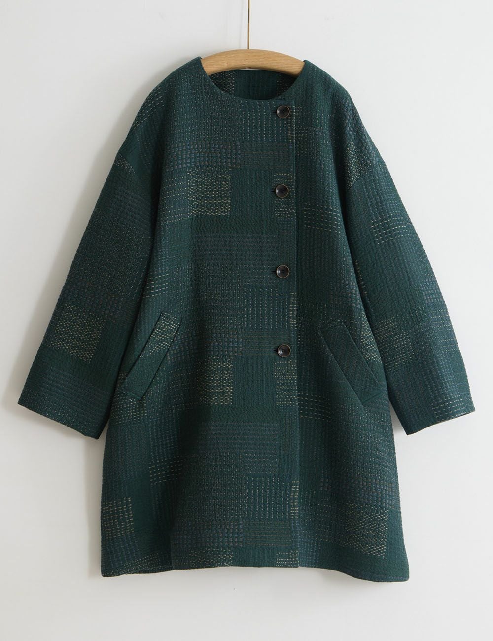 風呂敷包付き】刺子パッチワークジャガードコート吉祥草（きちじょう