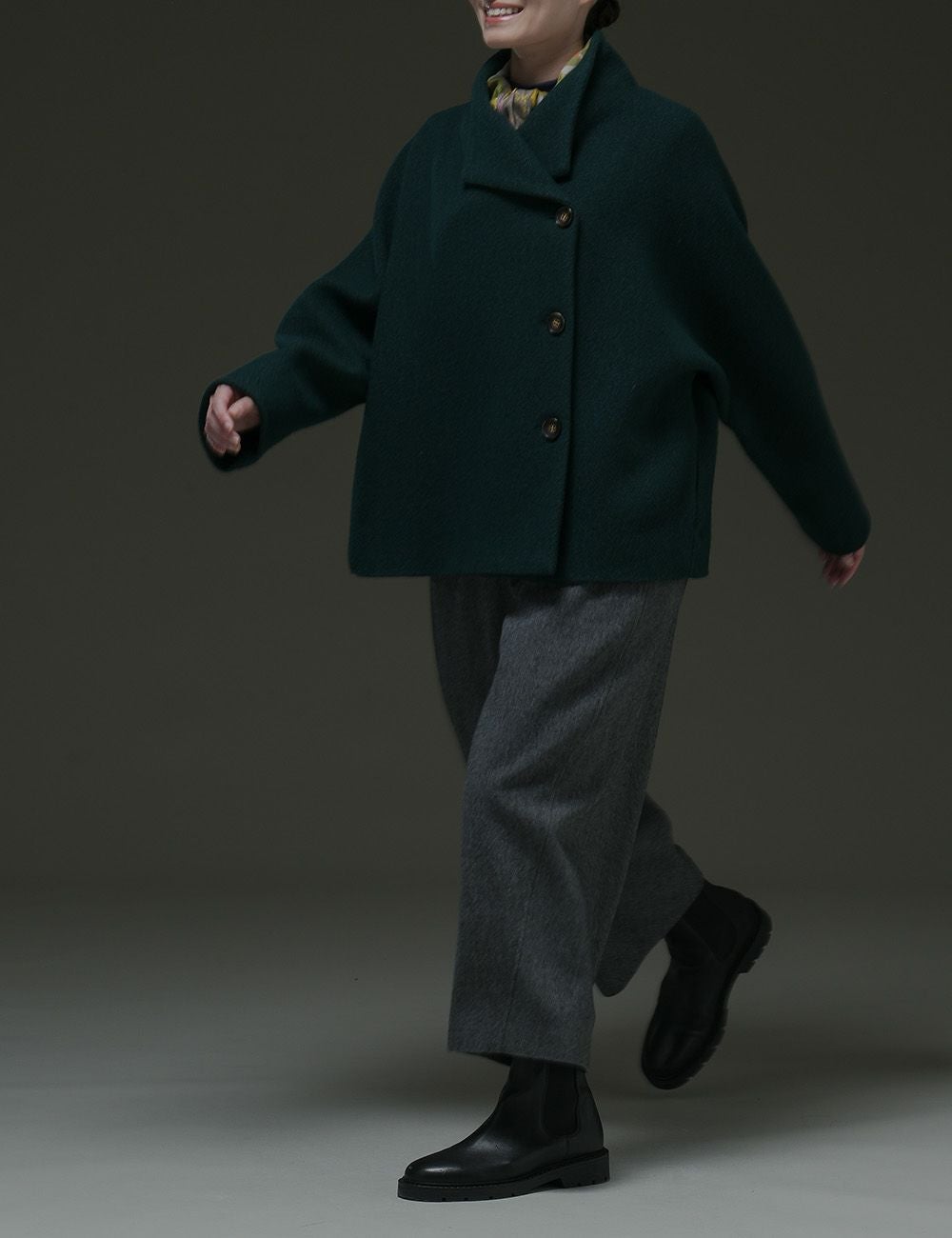 風呂敷包付き】綿ウール撚り杢ななこ織コート稗（ひえ） | 石見銀山 群