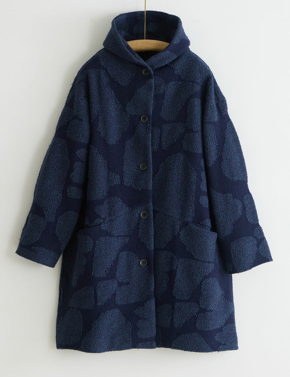 【限定値下希少サイズS美品】Papas高級ウールマオカラージャケット紺系 綿ウールいちょうジャガードジャケット好文木（こうぶんぼく） | 石見