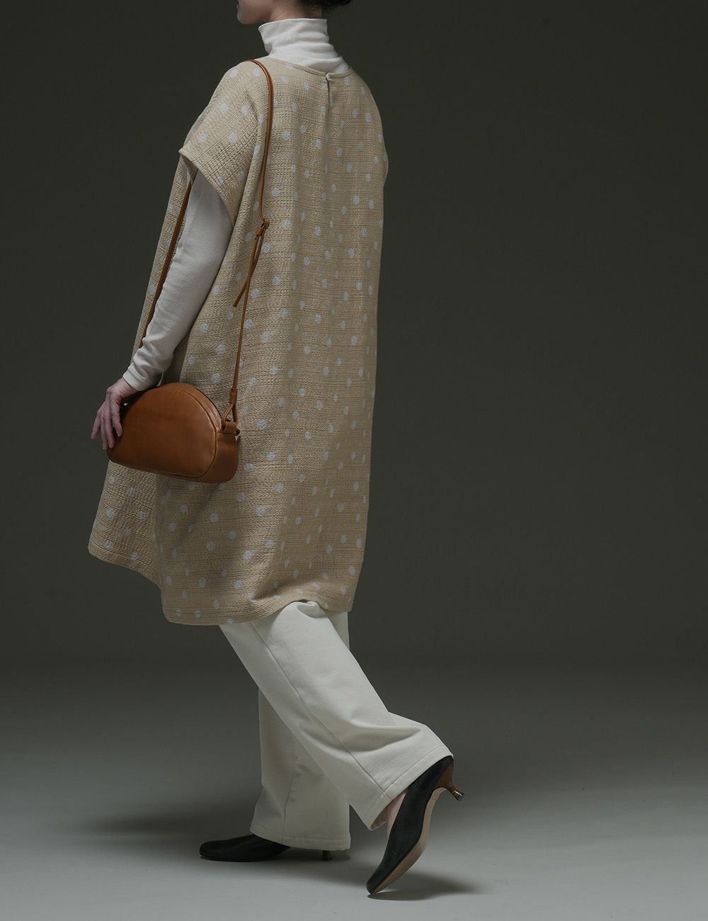 綿麻ドット刺子ジャガードチュニック蜆花（しじみばな） | 石見銀山 群