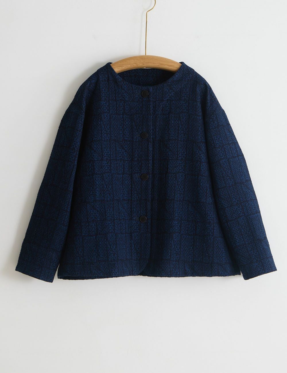 インディゴ刺子つぎはぎジャガードジャケット唐小豆（とうあずき