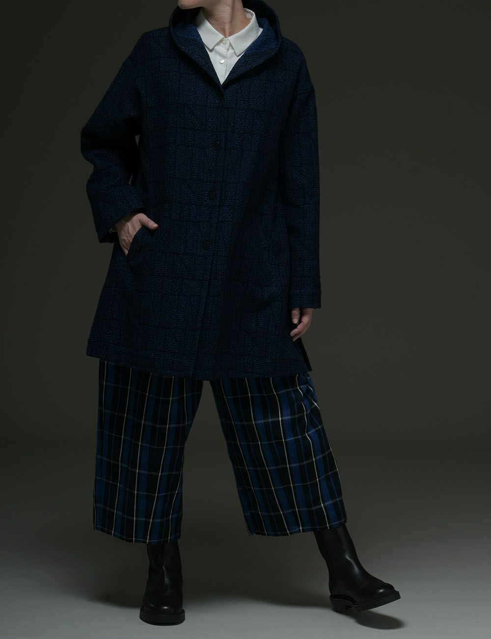 刺子上着、雪ん子絣、パッチワーク、ジャケット Aoyama Daruma indigo dye sashiko patchwork hanten jacket 藍染
