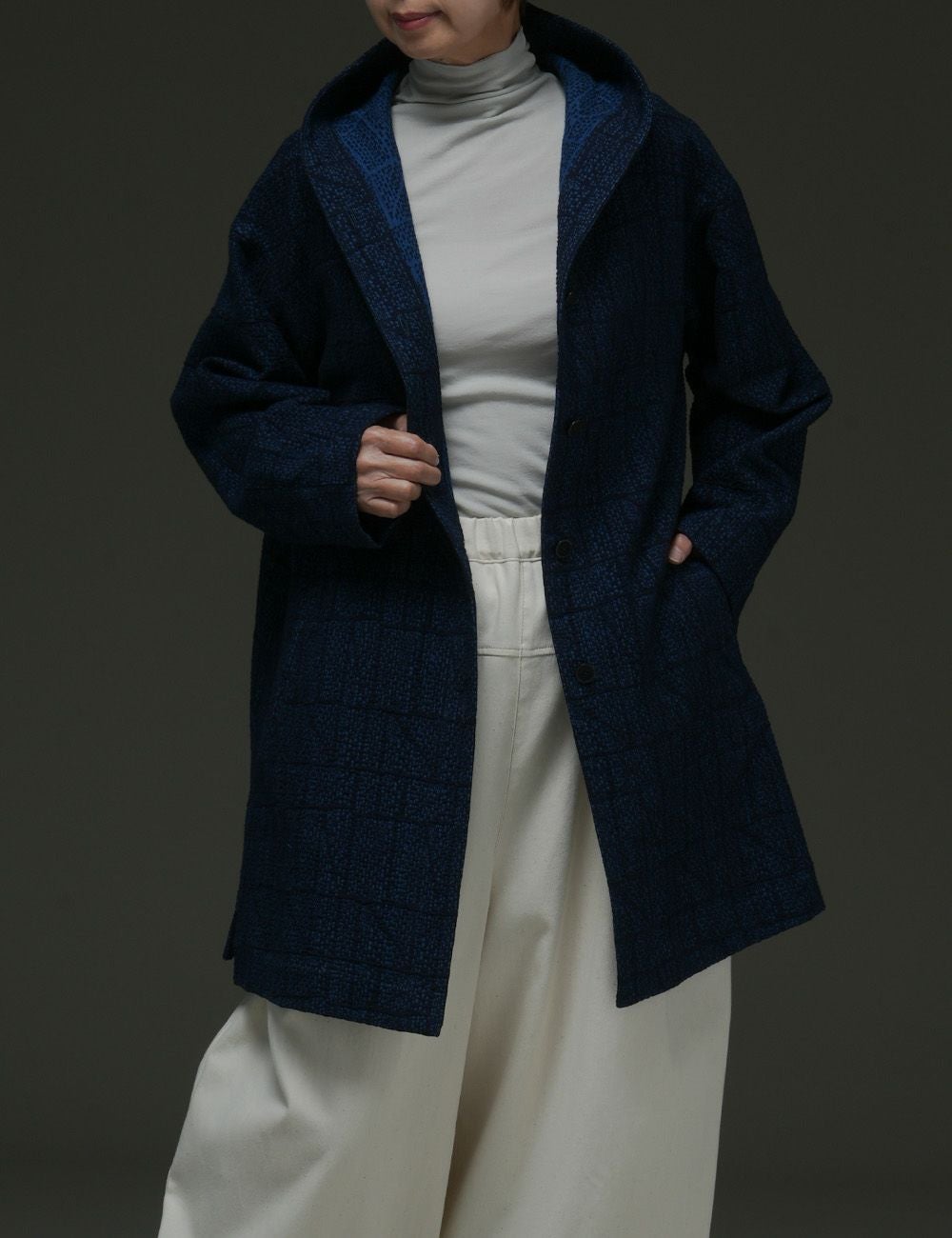 インディゴ刺子つぎはぎジャガードジャケット五茄（うこぎ） | 石見