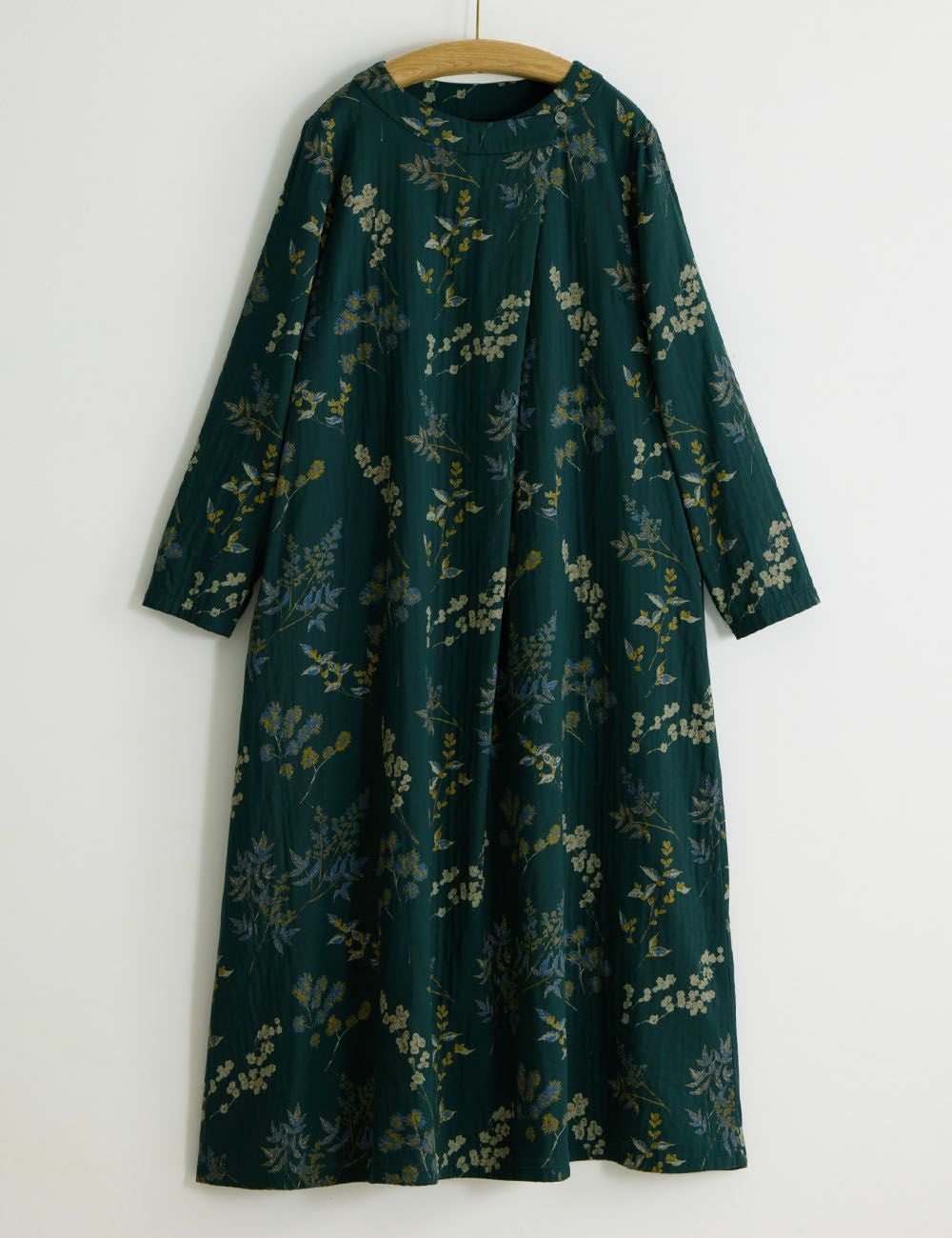 二重織草花プリントワンピース長嘴菫（ながはしすみれ） | 石見銀山 群