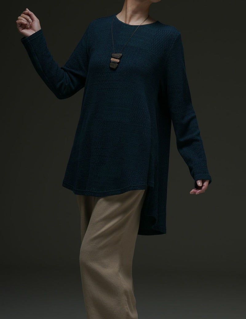 風通こぎんパッチワークジャガードプルオーバー山母子（やまははこ）