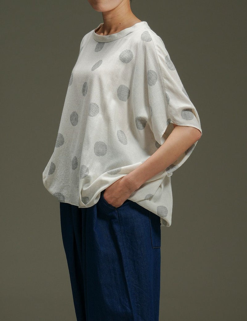 マンガン絣水影柄プルオーバー朝顔（あさがお）