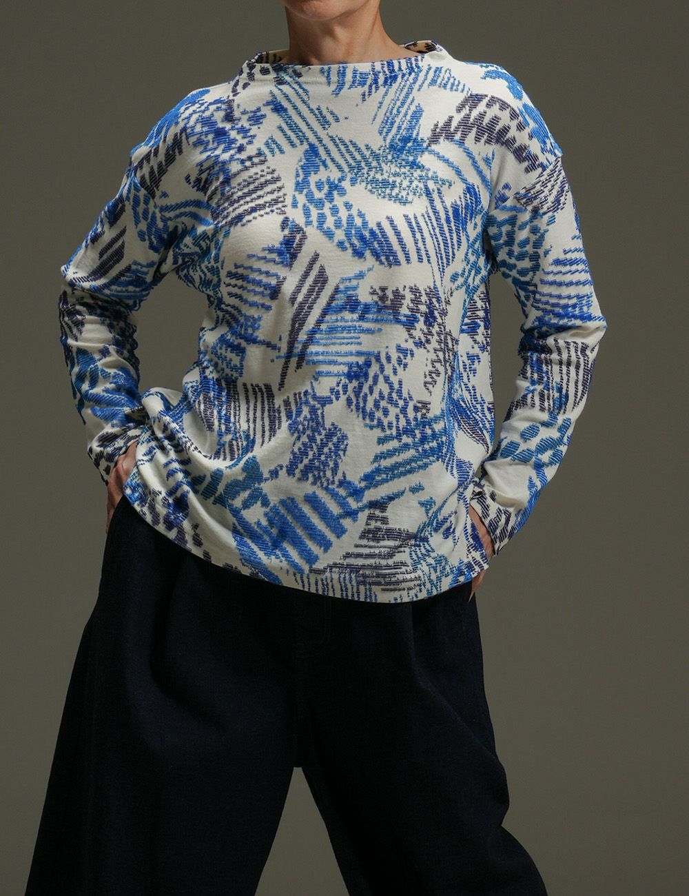 大瑠璃パイルジャガードプルオーバー高菜（たかな）