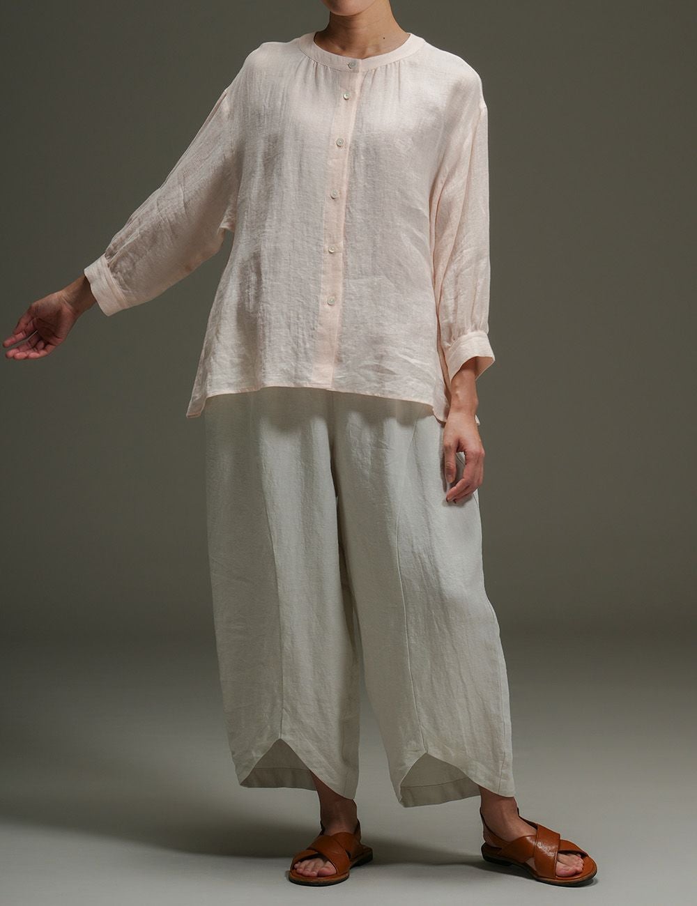 リネンボイルパレットギャザーブラウス