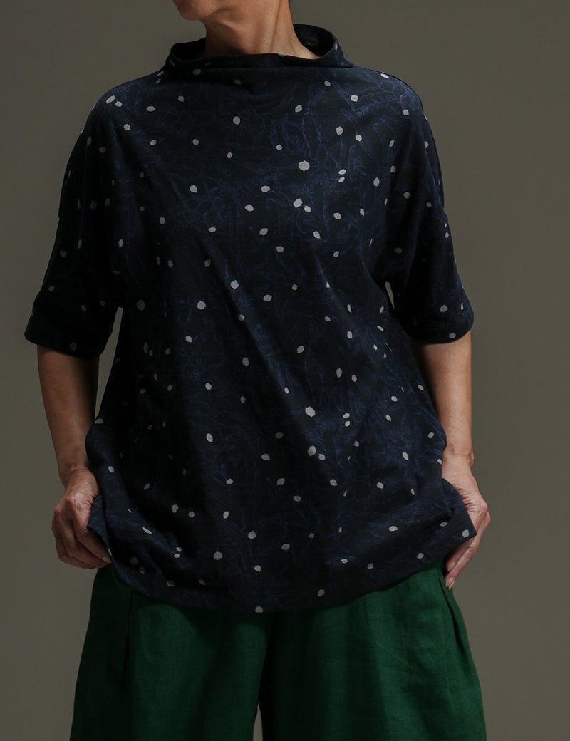 綿SZ天竺おおばもく柄プルオーバー三又（みつまた）