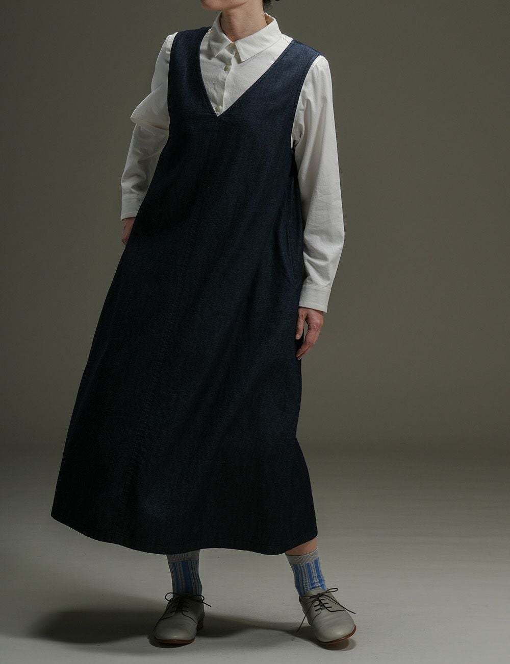 ムラ糸ライトデニムジャンパースカート小夏（こなつ） | 石見銀山 群言